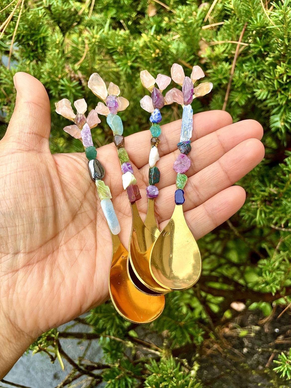 CRYSTAL CHIPS SPOONS for scooping herbs Incenses Crystals