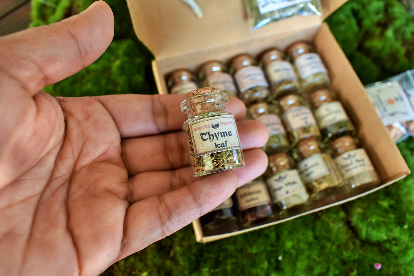 Miniature Apothecary Herb Set: 15 Mini jars Vintage Labeled