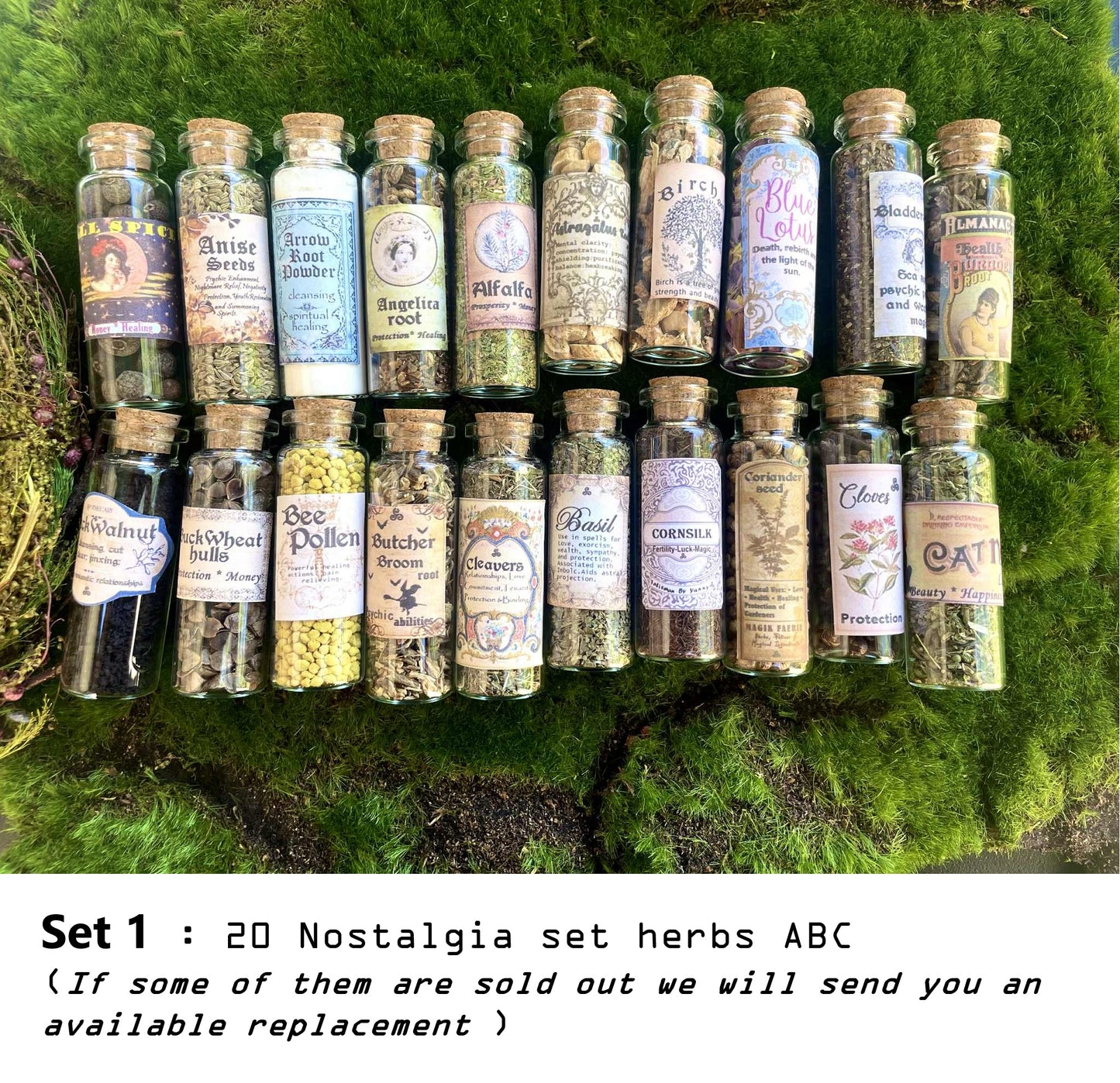 LOT HERBS JARS Nostalgia old labeled