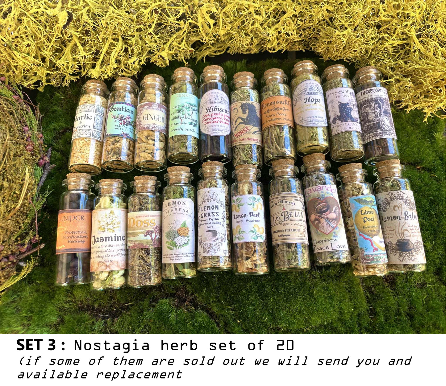 LOT HERBS JARS Nostalgia old labeled