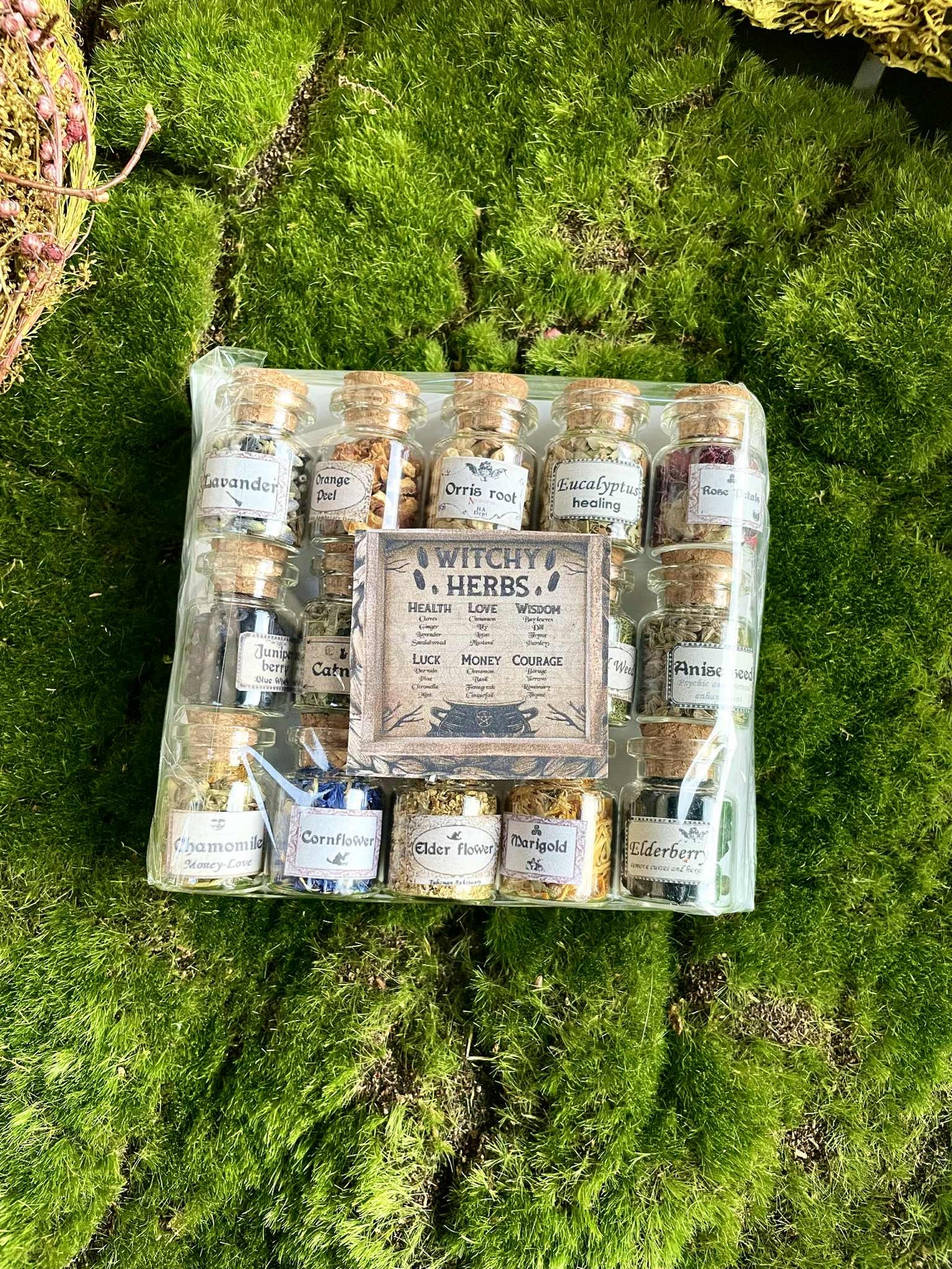 Miniature Apothecary Herb Set: 15 Mini jars Vintage Labeled