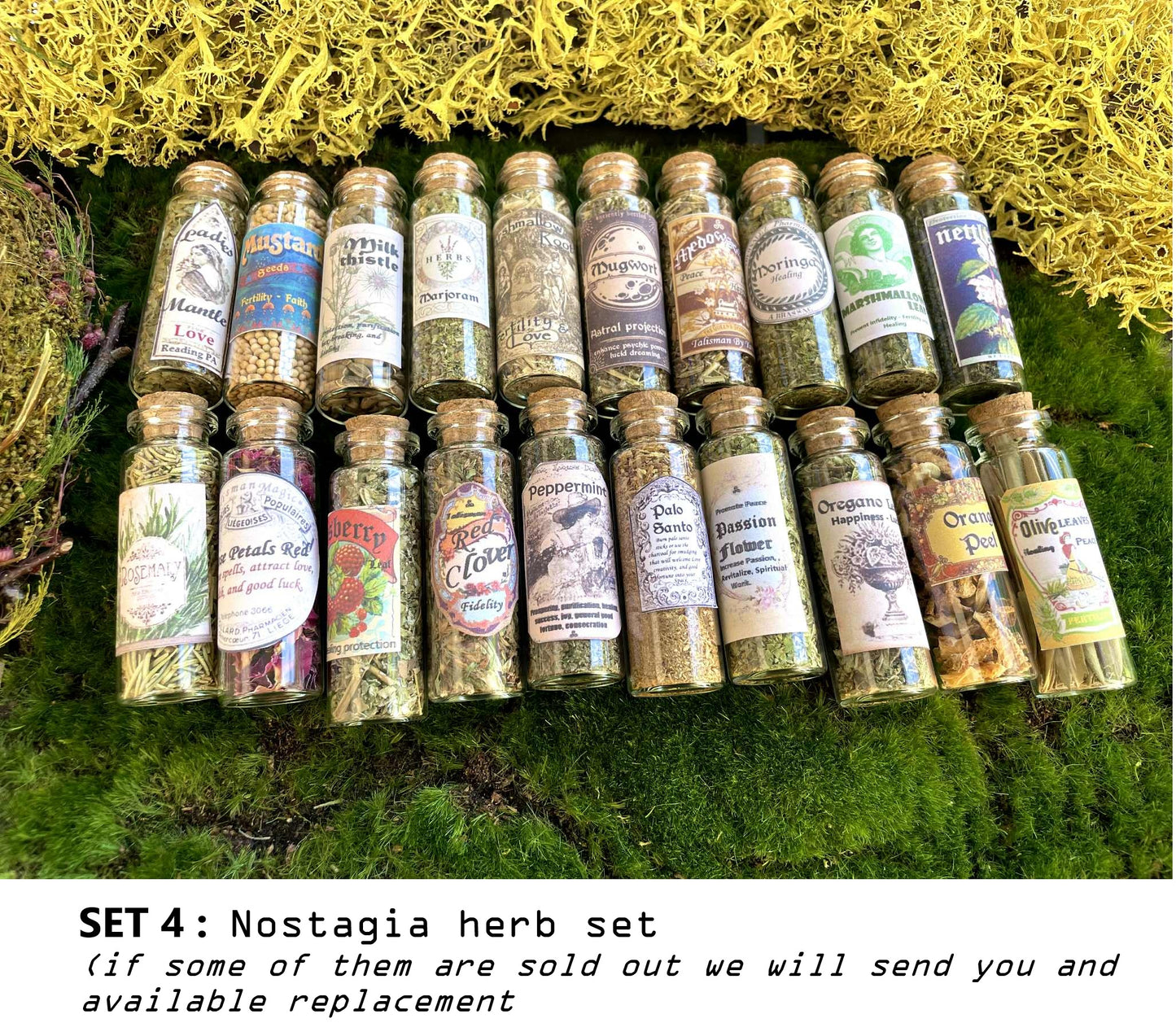 LOT HERBS JARS Nostalgia old labeled